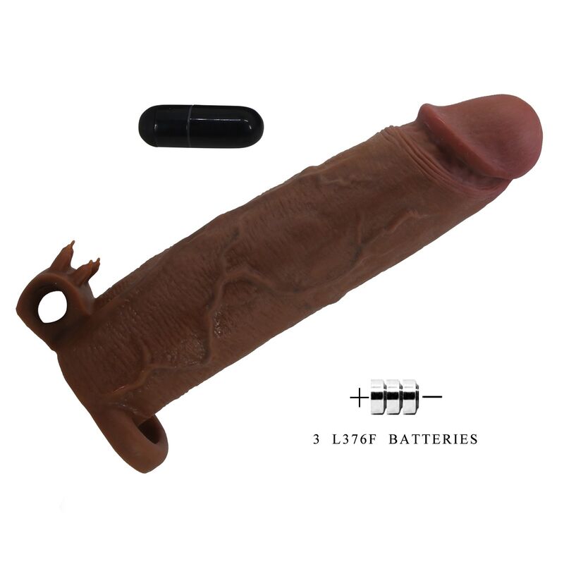 PRETTY LOVE - XERXES VIBRATING PENIS SLEEVE 22 CM Ø 4.5 CM BROWN