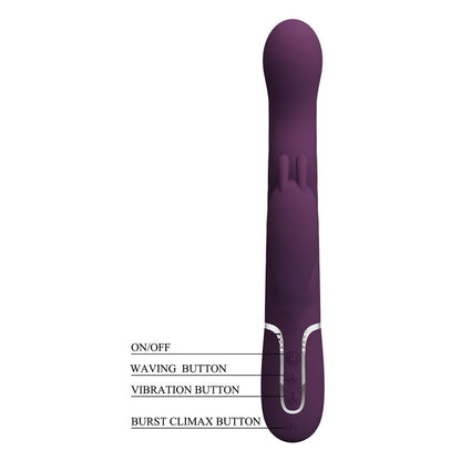 PRETTY LOVE - LOURSEN RABBIT VIBRATOR WITH THRUSTING MOTION AND 7 VIBRATIONS USB RECHARGEABLE PURPLE
