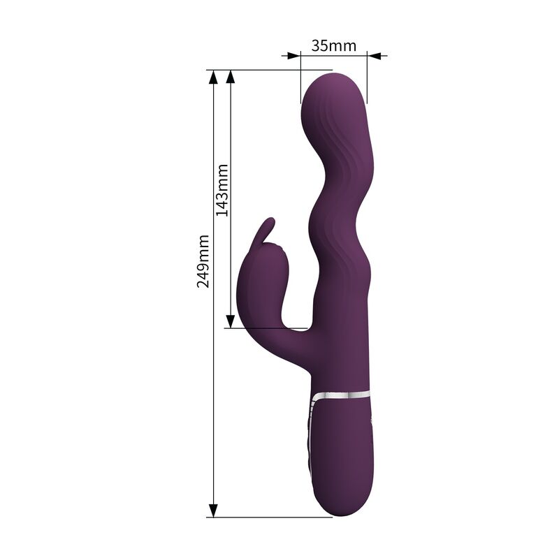 PRETTY LOVE - LOURSEN RABBIT VIBRATOR WITH THRUSTING MOTION AND 7 VIBRATIONS USB RECHARGEABLE PURPLE