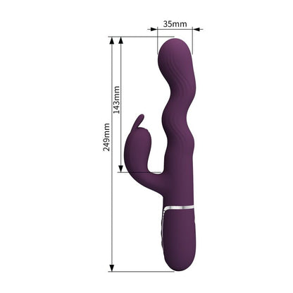 PRETTY LOVE - LOURSEN RABBIT VIBRATOR WITH THRUSTING MOTION AND 7 VIBRATIONS USB RECHARGEABLE PURPLE