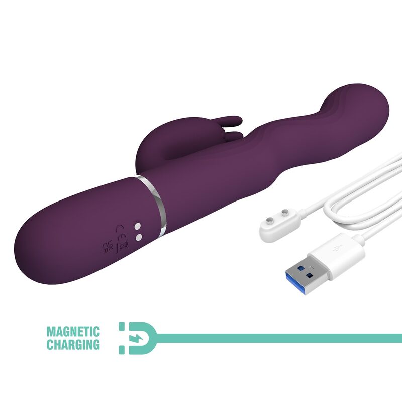 PRETTY LOVE - LOURSEN RABBIT VIBRATOR WITH THRUSTING MOTION AND 7 VIBRATIONS USB RECHARGEABLE PURPLE
