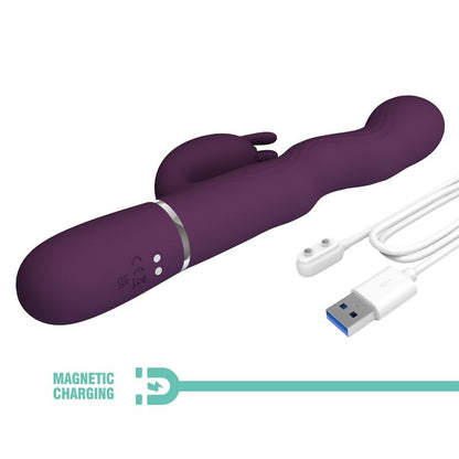 PRETTY LOVE - LOURSEN RABBIT VIBRATOR WITH THRUSTING MOTION AND 7 VIBRATIONS USB RECHARGEABLE PURPLE