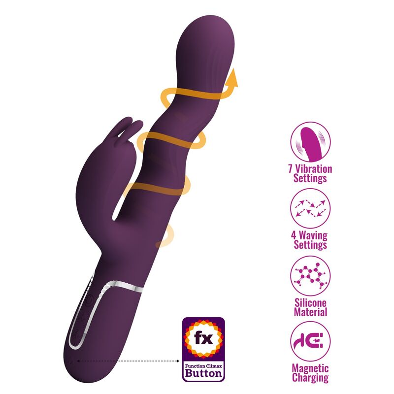 PRETTY LOVE - LOURSEN RABBIT VIBRATOR WITH THRUSTING MOTION AND 7 VIBRATIONS USB RECHARGEABLE PURPLE