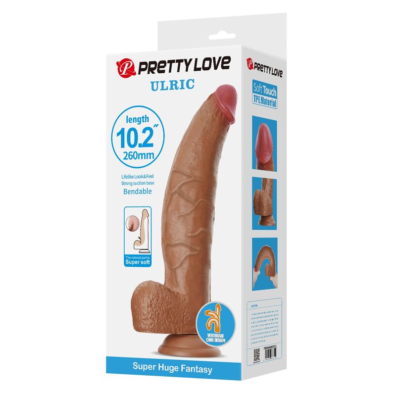 PRETTY LOVE - ULRIC REALISTIC FLEXIBLE DILDO 26 CM Ø 5.5 CM TPE BROWN