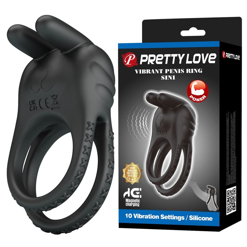 PRETTY LOVE - SINI RECHARGEABLE VIBRATING COCK RING 10 FUNCTIONS BLACK