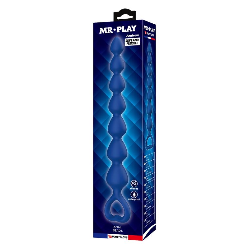 MR PLAY - BLUE SILICONE ANAL BEADS & ANAL PLUG 26.7 CM