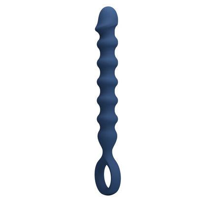 MR PLAY - BLUE SILICONE ANAL BEADS & ANAL PLUG -Ø- 3,4 CM - 28.5 CM