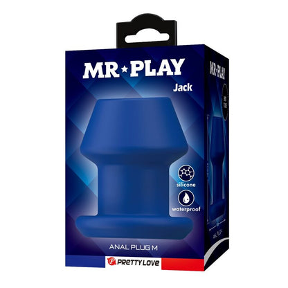 MR PLAY - JACK BLUE SILICONE HOLLOW ANAL PLUG SIZE M