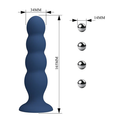 MR PLAY - ANAL PLUG WITH 4 METAL BALLS AND SUCTION CUP BLUE