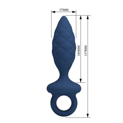 MR PLAY - TEXTURED ANAL PLUG WITH RING BLUE L