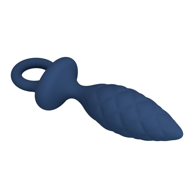 MR PLAY - TEXTURED ANAL PLUG WITH RING BLUE L