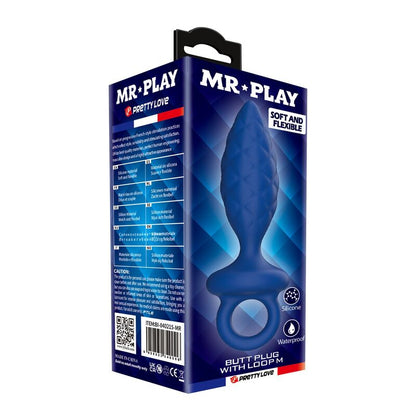 MR PLAY - TEXTURED ANAL PLUG WITH RING BLUE M