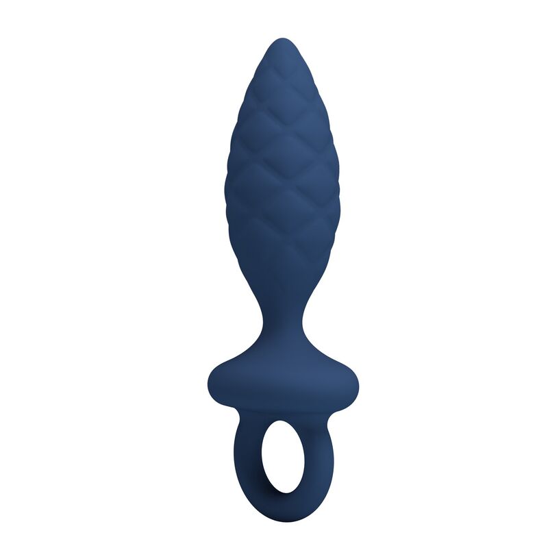MR PLAY - TEXTURED ANAL PLUG WITH RING BLUE S