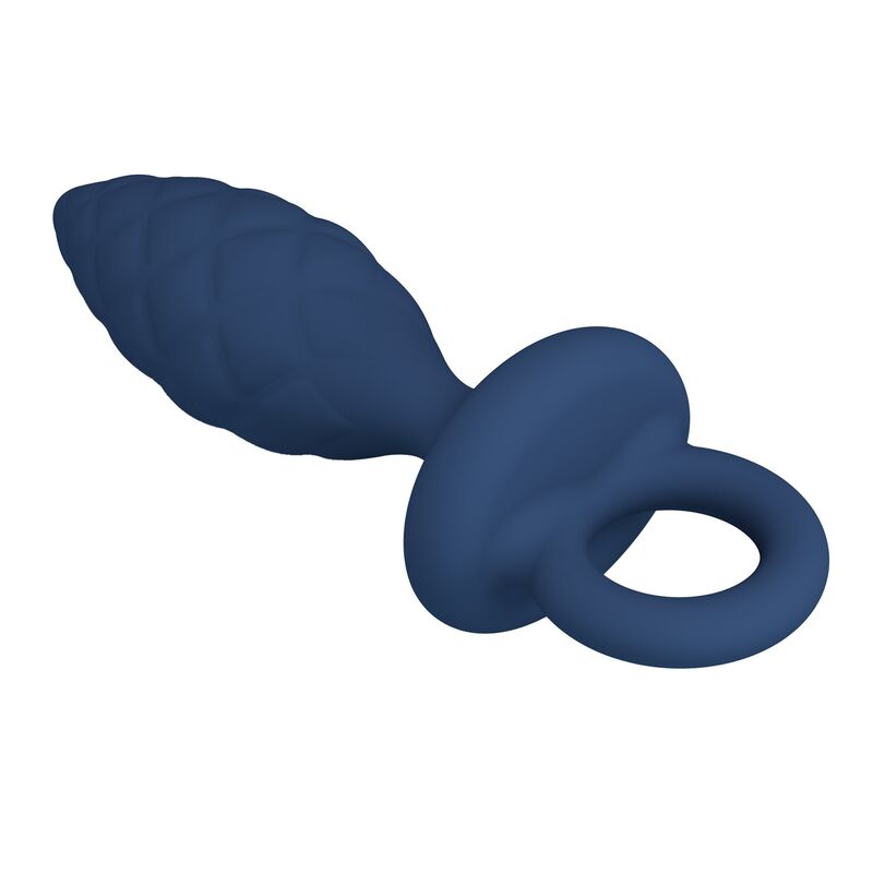 MR PLAY - TEXTURED ANAL PLUG WITH RING BLUE S