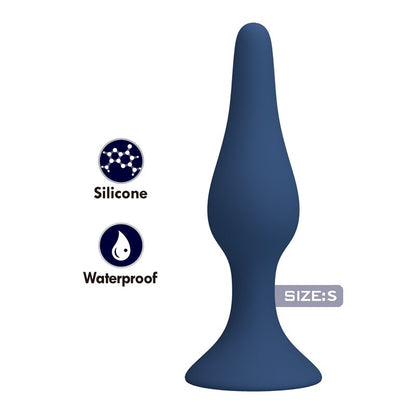 MR PLAY - TAPÓN ANAL FINO DE SILICONA AZUL TALLA S