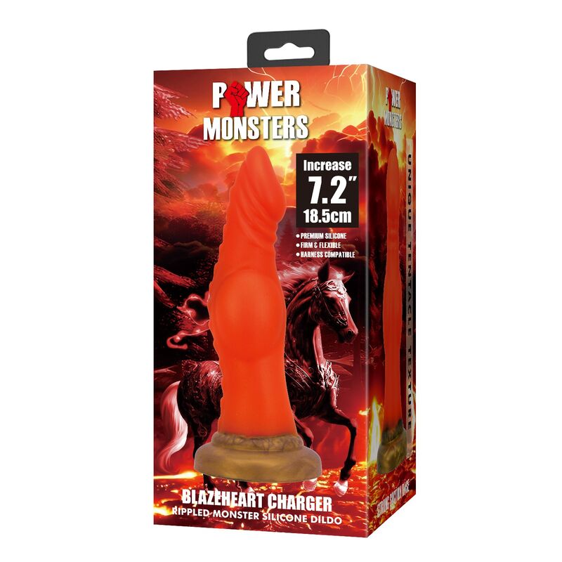 POWER MONSTERS - BLAZEHEART CHARGER FANTASY SILICONE DILDO 18.5 CM Ø 4.5 CM