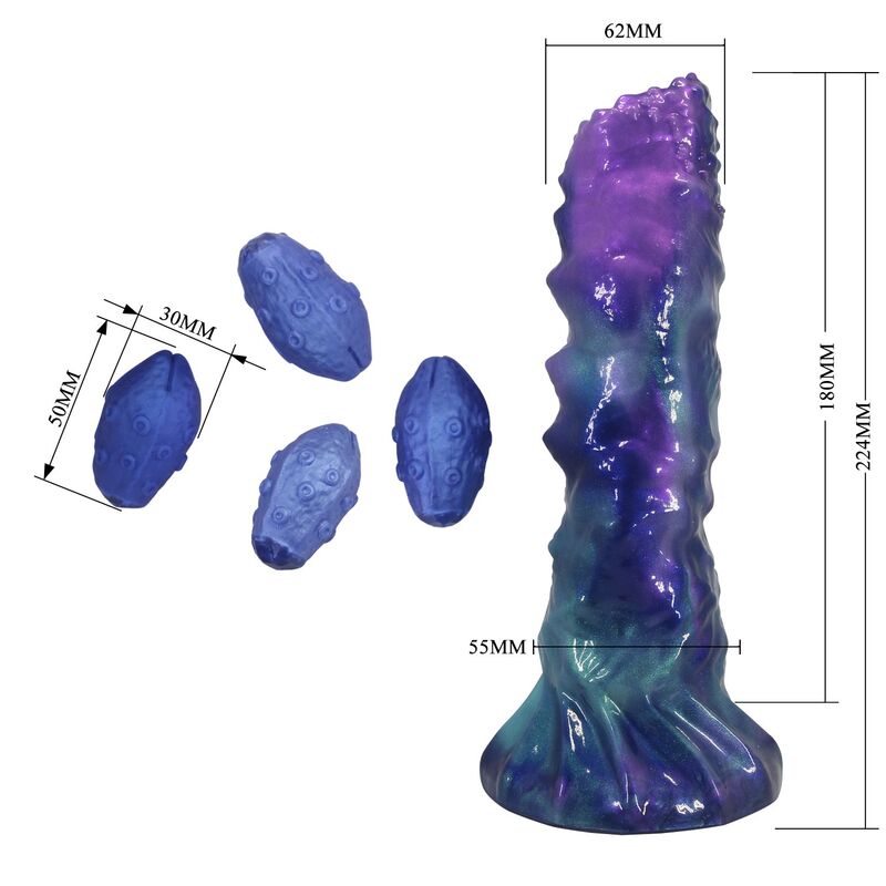 POWER MONSTERS - DUSKWALKER SENTINEL TRICOLOR INFLATABLE FANTASY SILICONE DILDO 23 CM Ø 5 CM