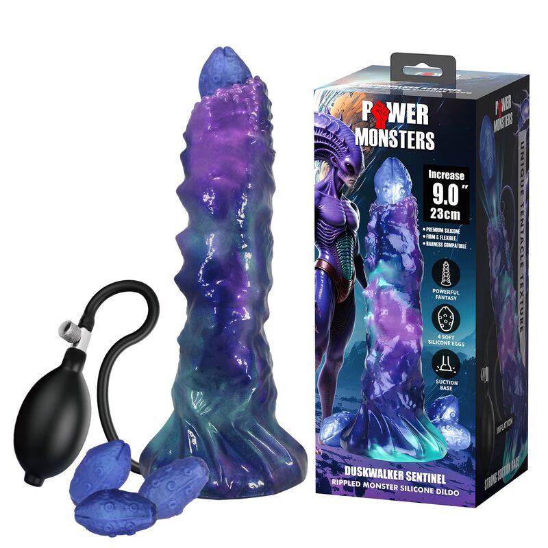 POWER MONSTERS - DUSKWALKER SENTINEL TRICOLOR INFLATABLE FANTASY SILICONE DILDO 23 CM Ø 5 CM