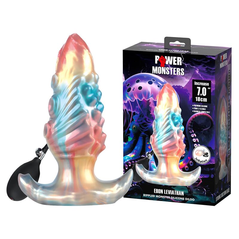 POWER MONSTERS - EBON LEVIATHAN TRICOLOR INFLATABLE FANTASY ANAL PLUG 18 CM