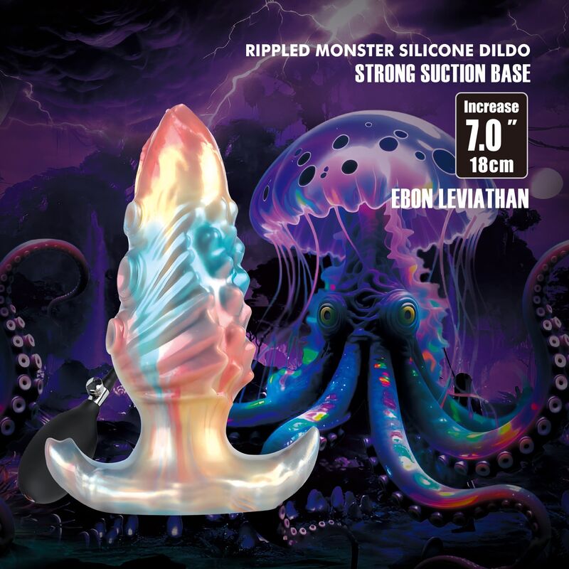 POWER MONSTERS - EBON LEVIATHAN TRICOLOR INFLATABLE FANTASY ANAL PLUG 18 CM