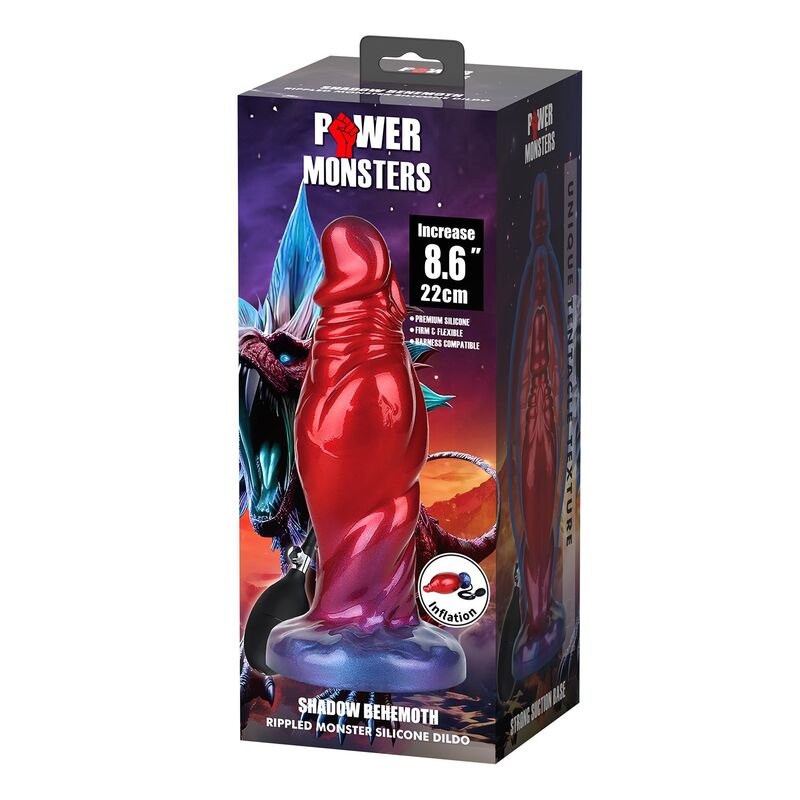 POWER MONSTERS - SHADOW BEHEMOTH BICOLOR INFLATABLE FANTASY SILICONE DILDO 22 CM Ø 5 CM