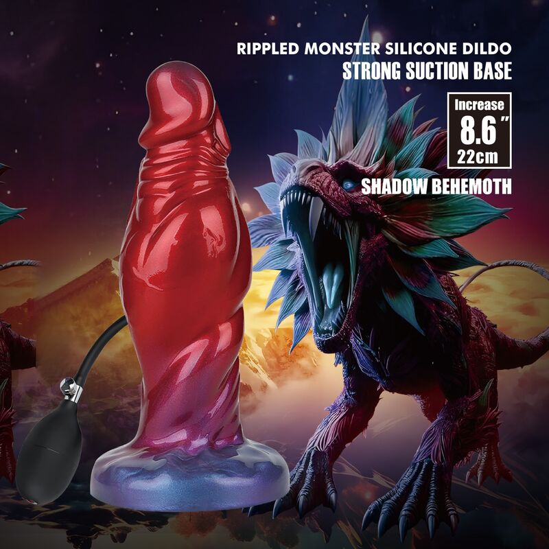 POWER MONSTERS - SHADOW BEHEMOTH BICOLOR INFLATABLE FANTASY SILICONE DILDO 22 CM Ø 5 CM