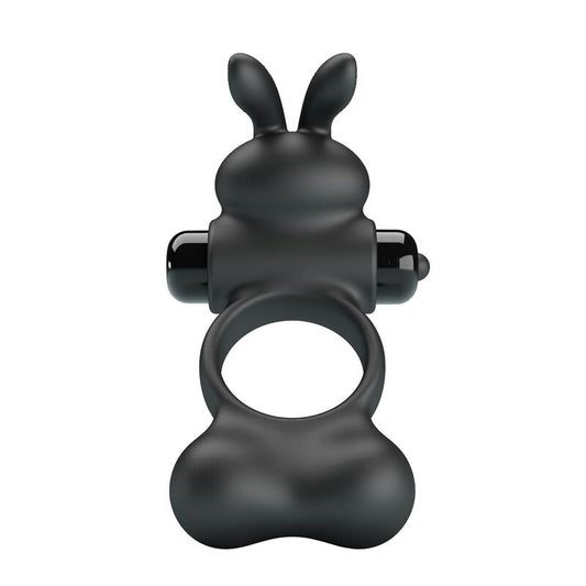 PRETTY LOVE - VIBRATING PENIS RING WITH BUNNY STIMULATOR 10 FUNCTIONS BLACK