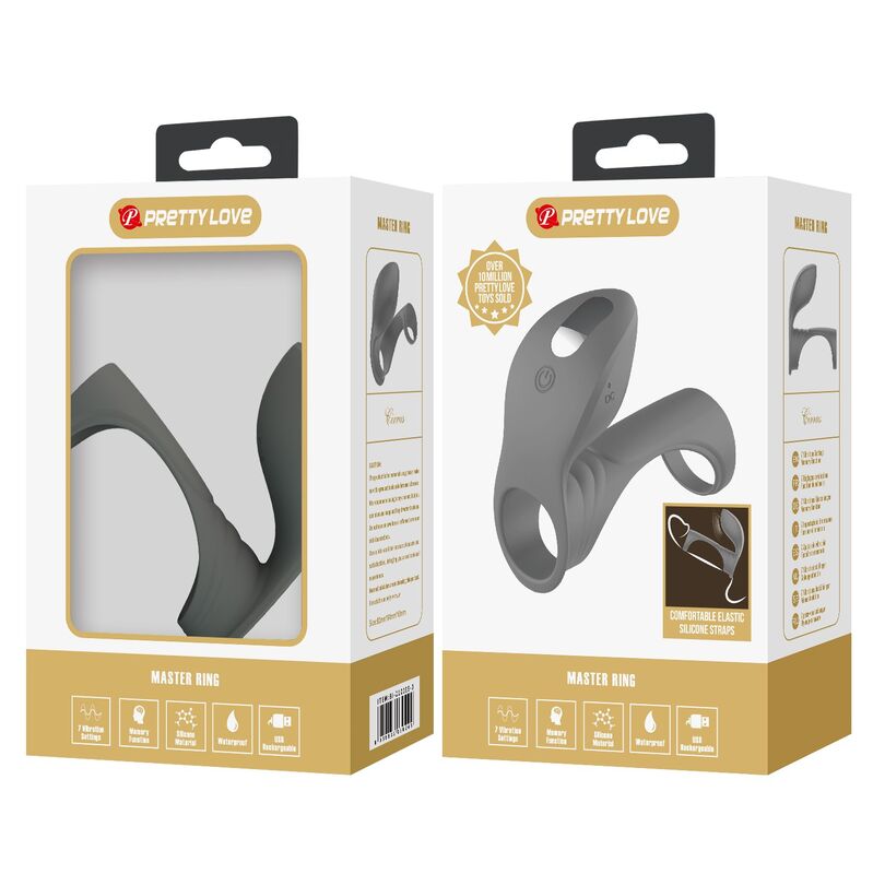PRETTY LOVE - RECHARGEABLE VIBRATING RING WITH DUAL STIMULATOR
