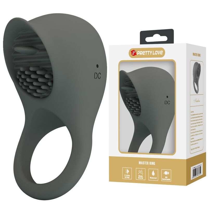 PRETTY LOVE - RECHARGEABLE VIBRATING RING WITH ORAL STIMULATION