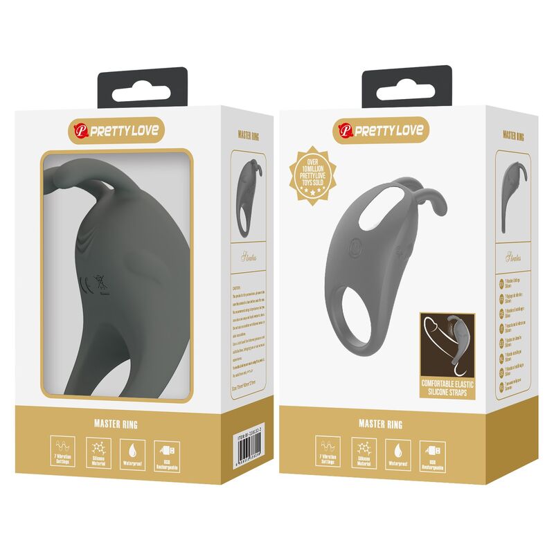 PRETTY LOVE - RECHARGEABLE VIBRATING RING WITH RABBIT STIMULATOR