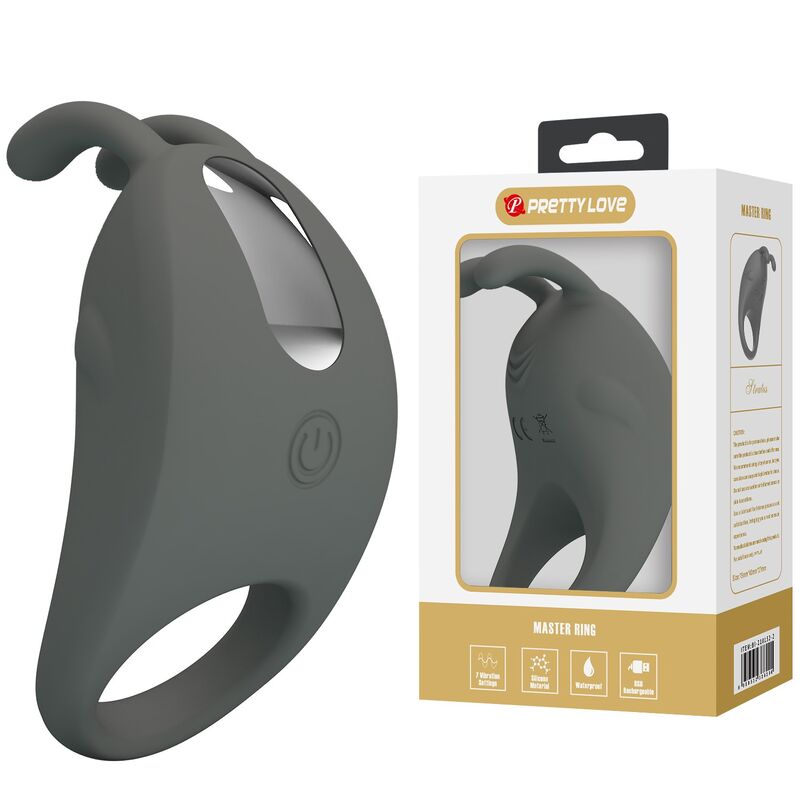 PRETTY LOVE - RECHARGEABLE VIBRATING RING WITH RABBIT STIMULATOR