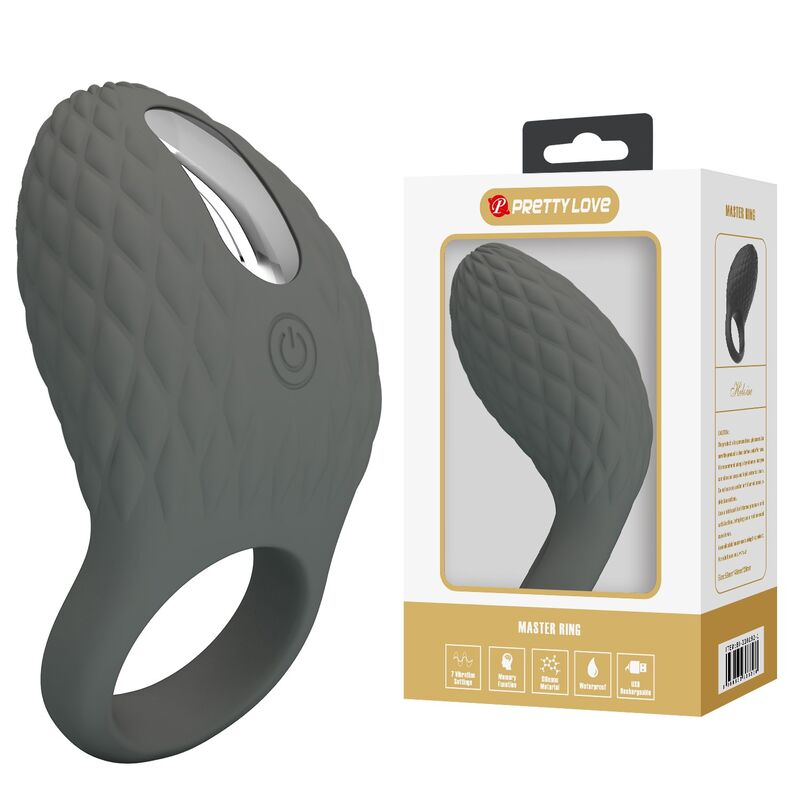 PRETTY LOVE - RECHARGEABLE TEXTURED VIBRATING RING WITH STIMULATOR