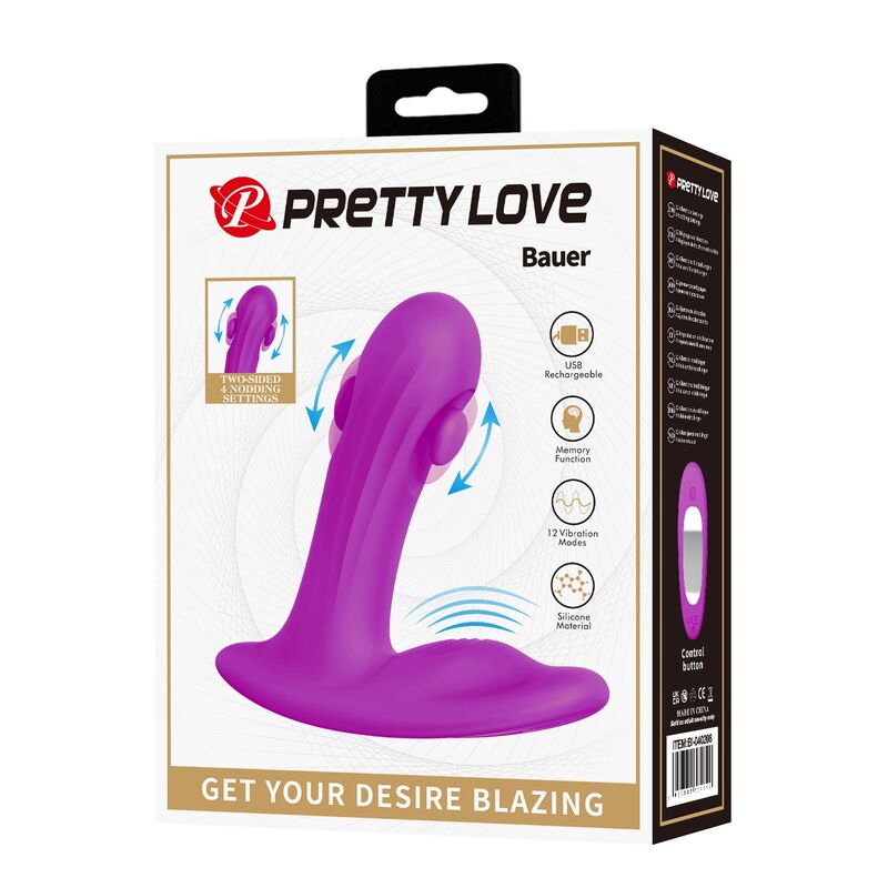 PRETTY LOVE - BAUER RECHARGEABLE PROSTATE MASSAGER 12 MODES PURPLE