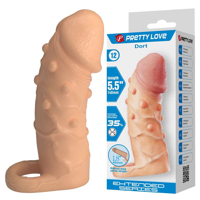 PRETTY LOVE - DORT PENIS EXTENSION SLEEVE 14 CM Ø 4 CM NATURAL