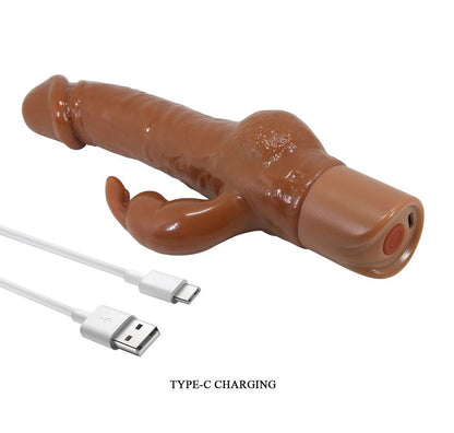 PRETTY LOVE - ELLISON REALISTIC RABBIT VIBRATOR 22.6 CM Ø 4.2 CM BROWN