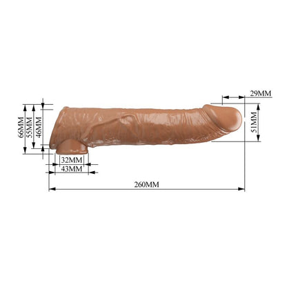 PRETTY LOVE - ADJUSTABLE PENIS EXTENSION SLEEVE 26 CM Ø 4 CM BROWN