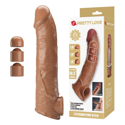 PRETTY LOVE - ADJUSTABLE PENIS EXTENSION SLEEVE 26 CM Ø 4 CM BROWN