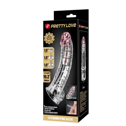 PRETTY LOVE - ADJUSTABLE PENIS EXTENSION SLEEVE 26 CM Ø 4 CM TRANSPARENT