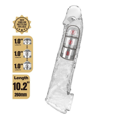 PRETTY LOVE - ADJUSTABLE PENIS EXTENSION SLEEVE 26 CM Ø 4 CM TRANSPARENT