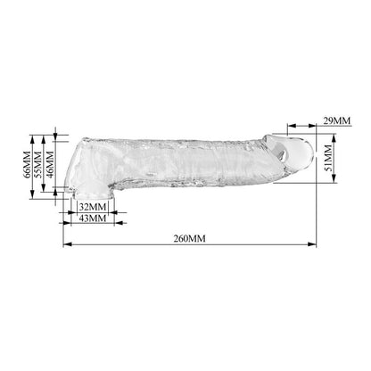 PRETTY LOVE - ADJUSTABLE PENIS EXTENSION SLEEVE 26 CM Ø 4 CM TRANSPARENT