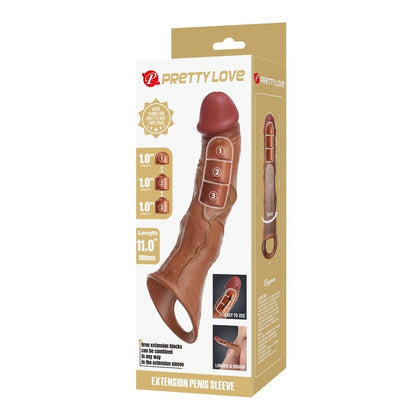 PRETTY LOVE - ADJUSTABLE PENIS EXTENSION SLEEVE 28 CM Ø 4.5 CM BROWN