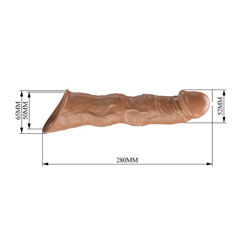 PRETTY LOVE - ADJUSTABLE PENIS EXTENSION SLEEVE 28 CM Ø 4.5 CM BROWN
