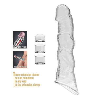 PRETTY LOVE - ADJUSTABLE PENIS EXTENSION SLEEVE 28 CM Ø 4.5 CM TRANSPARENT