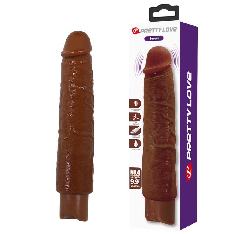 PRETTY LOVE - GAVIN REALISTIC VIBRATOR 25 CM Ø 5 CM BROWN