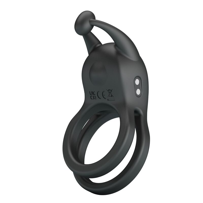 PRETTY LOVE - ANILLO PARA EL PENE DE DOBLE VIBRACIÓN RECARGABLE GOODWIN NEGRO