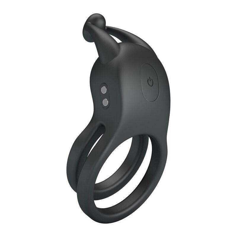 PRETTY LOVE - ANILLO PARA EL PENE DE DOBLE VIBRACIÓN RECARGABLE GOODWIN NEGRO