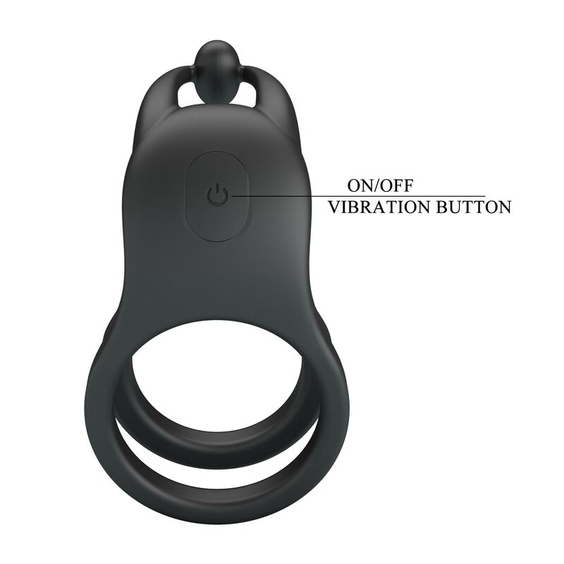 PRETTY LOVE - ANILLO PARA EL PENE DE DOBLE VIBRACIÓN RECARGABLE GOODWIN NEGRO
