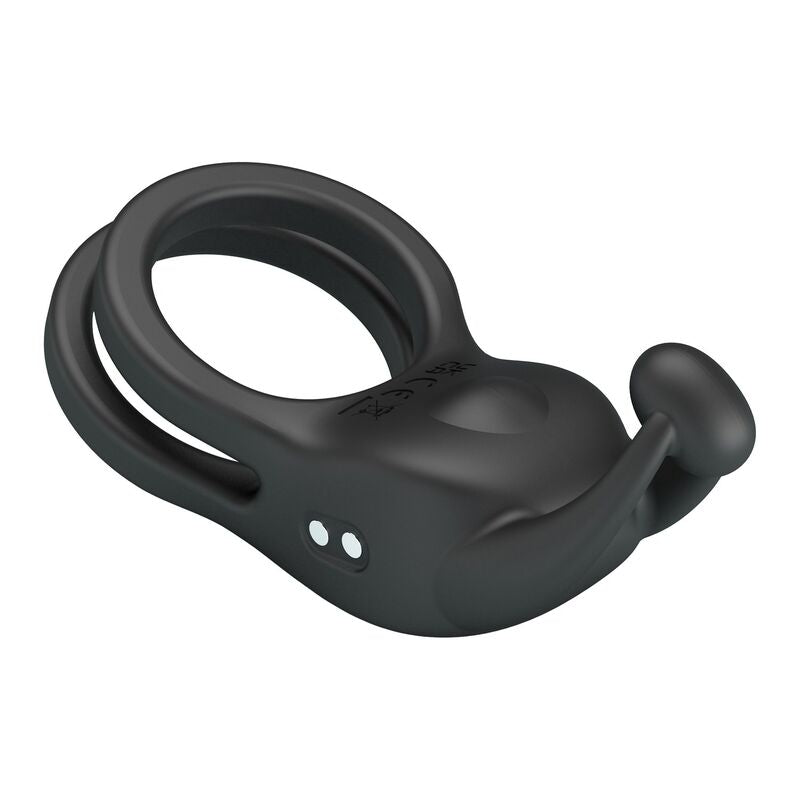 PRETTY LOVE - ANILLO PARA EL PENE DE DOBLE VIBRACIÓN RECARGABLE GOODWIN NEGRO
