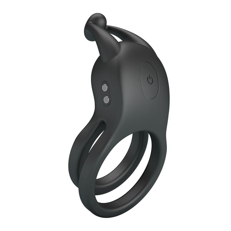 PRETTY LOVE - ANILLO PARA EL PENE DE DOBLE VIBRACIÓN RECARGABLE GOODWIN NEGRO