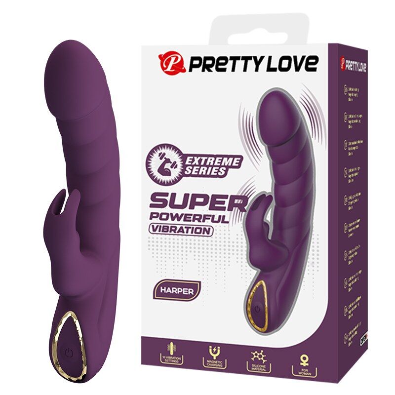 PRETTY LOVE - HARPER RECHARGEABLE RABBIT VIBRATOR 10 FUNCTIONS PURPLE